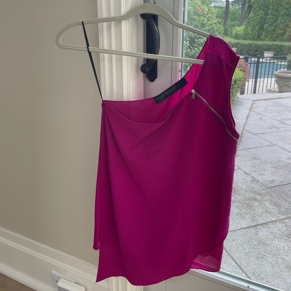 Yigal Azrouel Fuchsia One Shoulder Top with Zipper